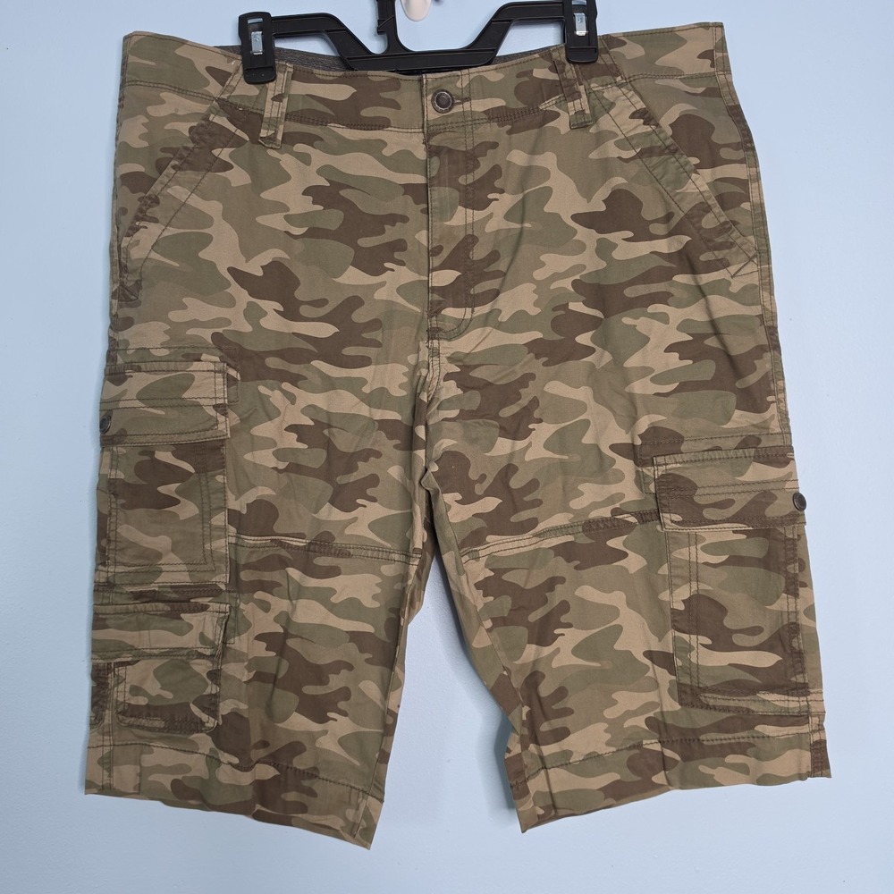 George Mens Camo Cargo Shorts Size 40 Elastic Waist Cotton Stretch 14" Inseam - Picture 3 of 16